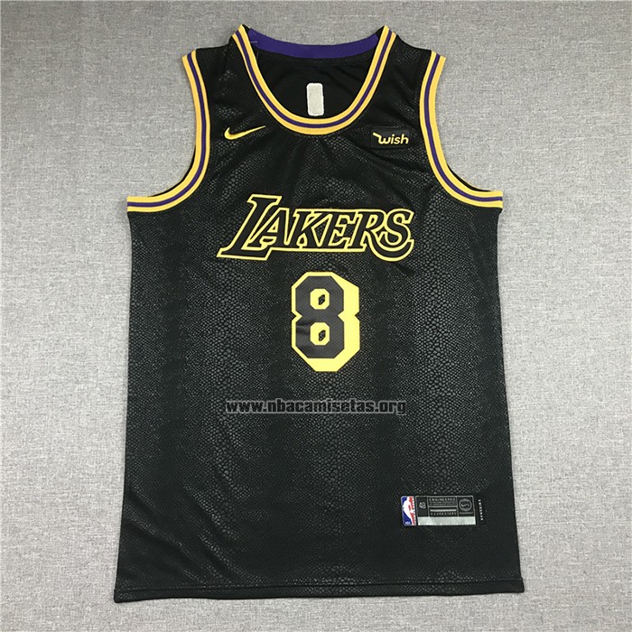Camiseta Los Angeles Lakers Kobe Bryant NO 8 24 Black Mamba Negro